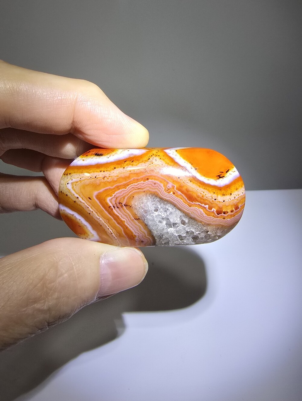 Carnelian Banded Agate Crystal Palmstone #C